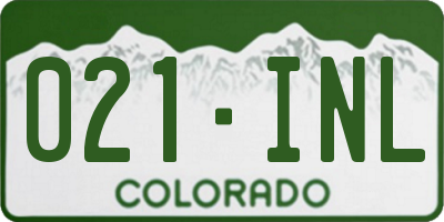 CO license plate 021INL