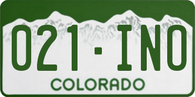 CO license plate 021INO