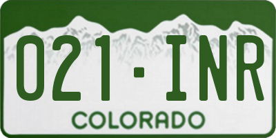 CO license plate 021INR