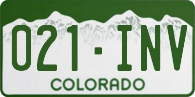CO license plate 021INV
