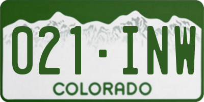 CO license plate 021INW