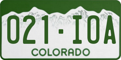 CO license plate 021IOA