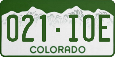 CO license plate 021IOE