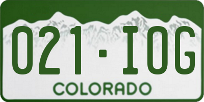 CO license plate 021IOG