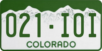 CO license plate 021IOI