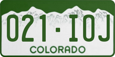 CO license plate 021IOJ