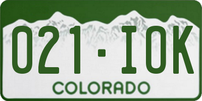 CO license plate 021IOK