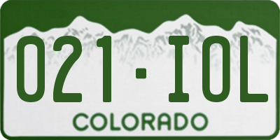 CO license plate 021IOL