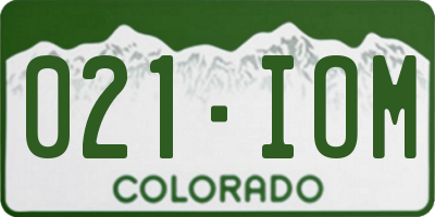 CO license plate 021IOM