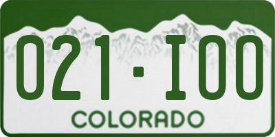 CO license plate 021IOO