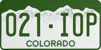 CO license plate 021IOP