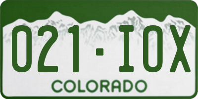 CO license plate 021IOX