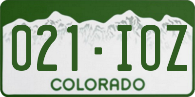 CO license plate 021IOZ