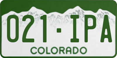 CO license plate 021IPA