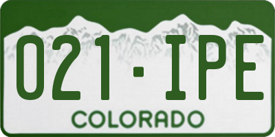CO license plate 021IPE