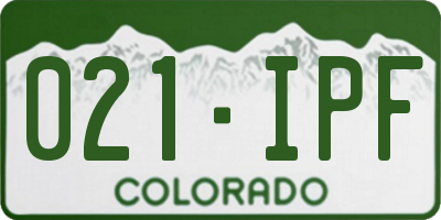 CO license plate 021IPF