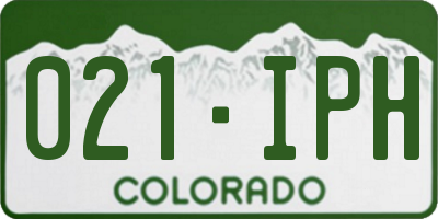 CO license plate 021IPH