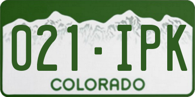 CO license plate 021IPK