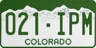 CO license plate 021IPM