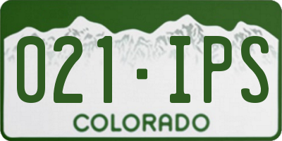 CO license plate 021IPS