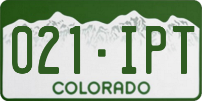 CO license plate 021IPT