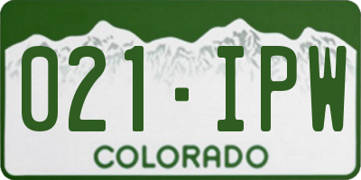 CO license plate 021IPW