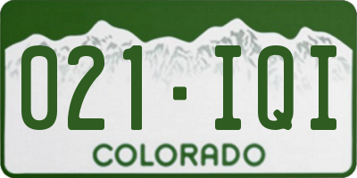 CO license plate 021IQI