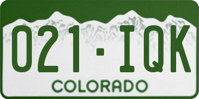 CO license plate 021IQK