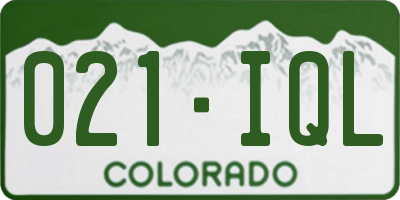 CO license plate 021IQL