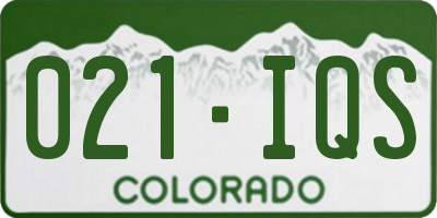 CO license plate 021IQS
