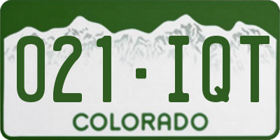 CO license plate 021IQT