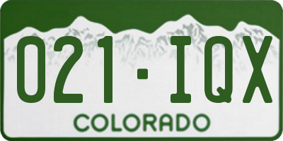 CO license plate 021IQX