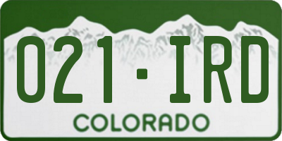 CO license plate 021IRD