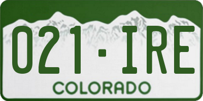 CO license plate 021IRE