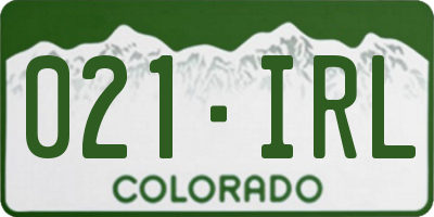 CO license plate 021IRL