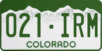 CO license plate 021IRM