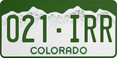 CO license plate 021IRR