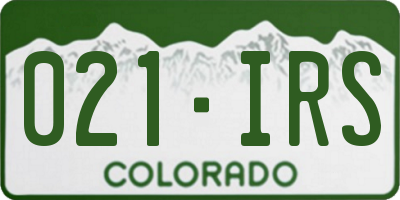CO license plate 021IRS