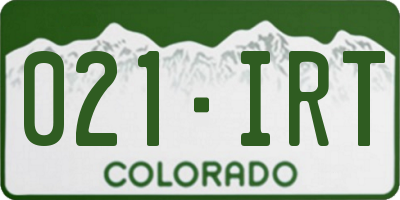 CO license plate 021IRT