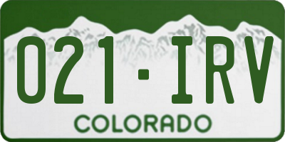 CO license plate 021IRV