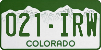 CO license plate 021IRW