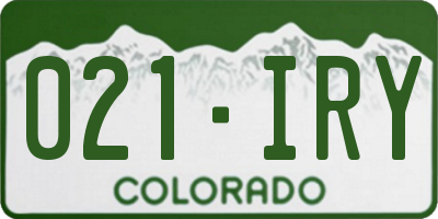 CO license plate 021IRY