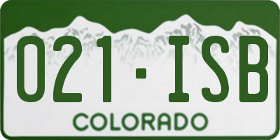 CO license plate 021ISB