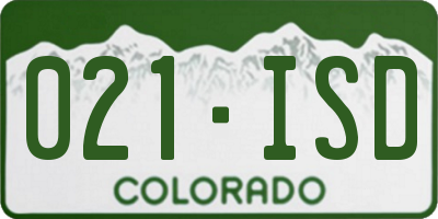 CO license plate 021ISD