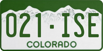 CO license plate 021ISE
