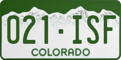 CO license plate 021ISF