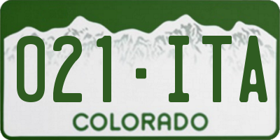 CO license plate 021ITA