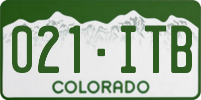CO license plate 021ITB