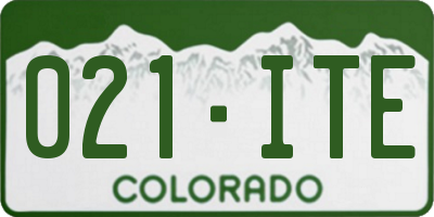CO license plate 021ITE