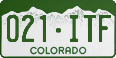 CO license plate 021ITF